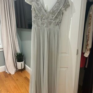BHLDN Diaz Gray Embellished Maxi Dress